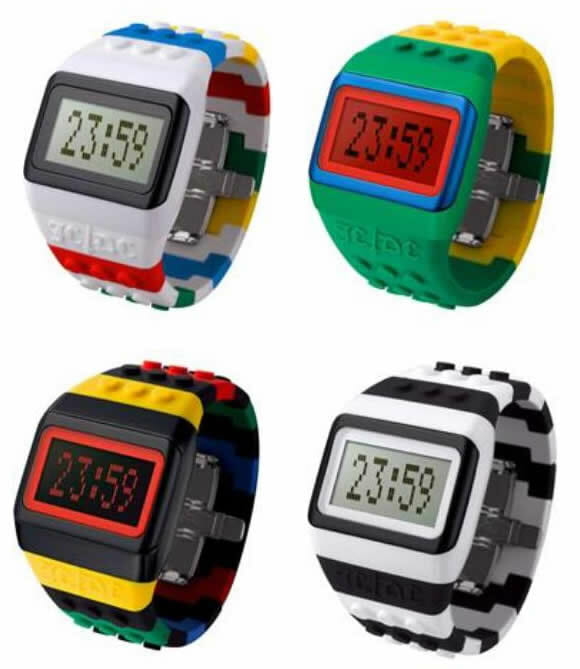 Relógios de pulso inspirados em LEGO.