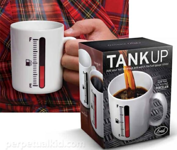 Tank Up - A caneca que indica a quantidade de café que tem dentro dela.
