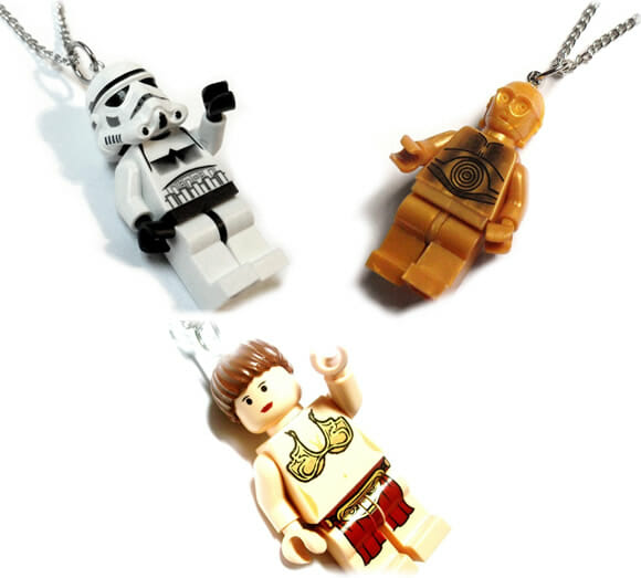 Colares geeks feitos com minifigs de LEGO Star Wars.