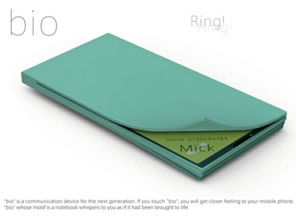 Bio - Um smartphone conceito em forma de bloco de anotações com abertura eletrônica.