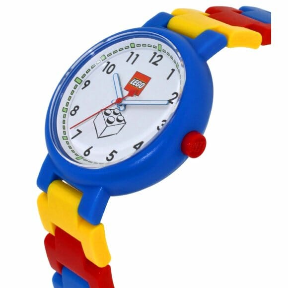 Relógio analógio oficial da LEGO com pulseira desmontável.