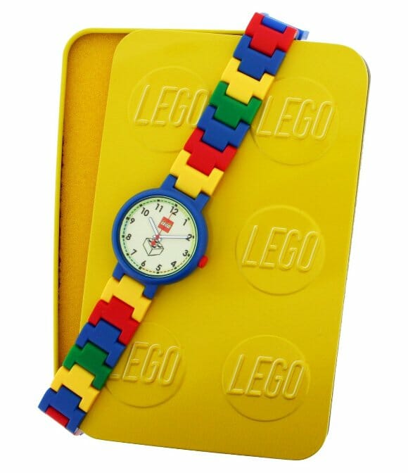 Relógio analógio oficial da LEGO com pulseira desmontável.