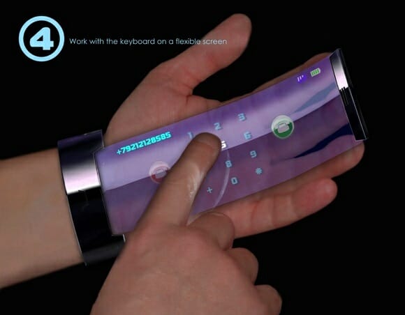 Rollerphone - Um celular conceito futurista em forma de relógio de pulso.