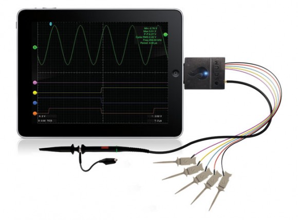 Acessório especial transforma seu iPad, iPhone ou iPod touch em um Osciloscópio.