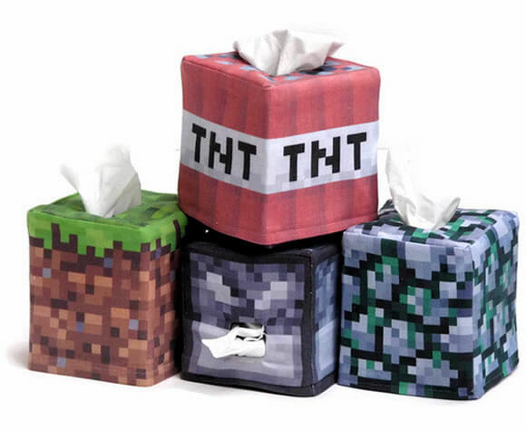 Caixas de lenços inspiradas no jogo Minecraft