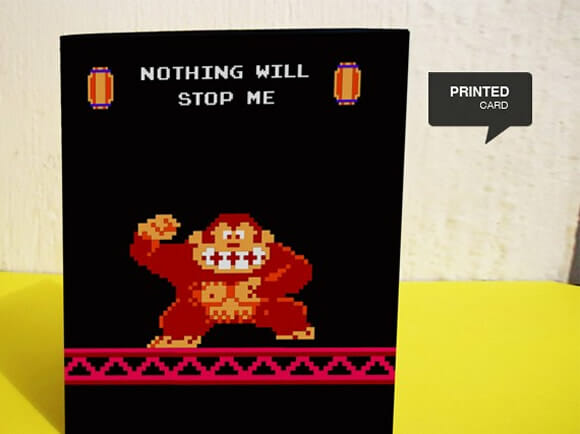Cartão do dia dos namorados traz o clássico game Donkey Kong como tema.
