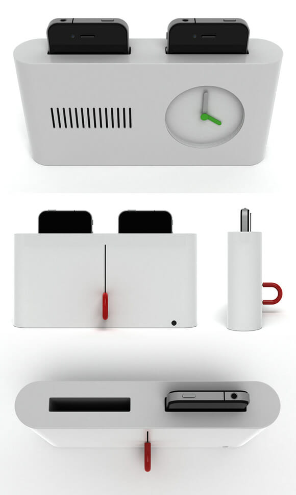 Pop Starter - Um despertador com doca para iPhone e formato de torradeira
