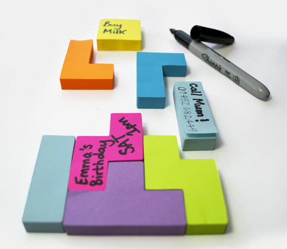 Post-its em forma de peças de Tetris para anotar e jogar!