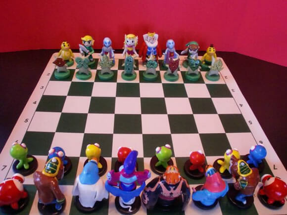 Set de xadrez com personagens do The Legend of Zelda.