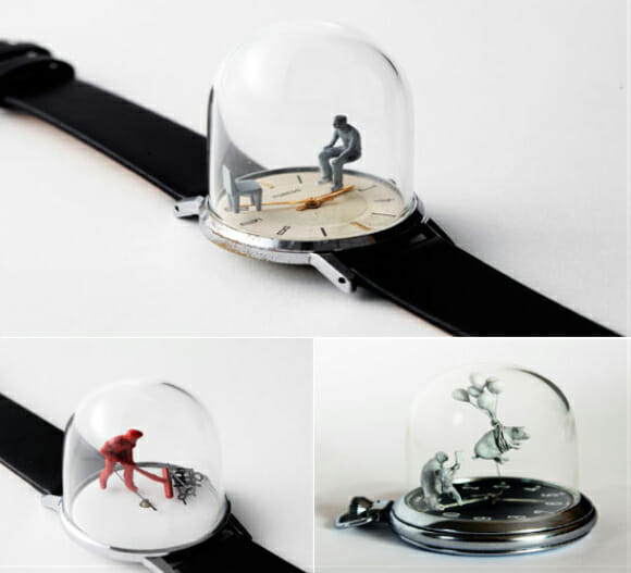 Os incríveis relógios com mini esculturas de Dominic Wilcox!