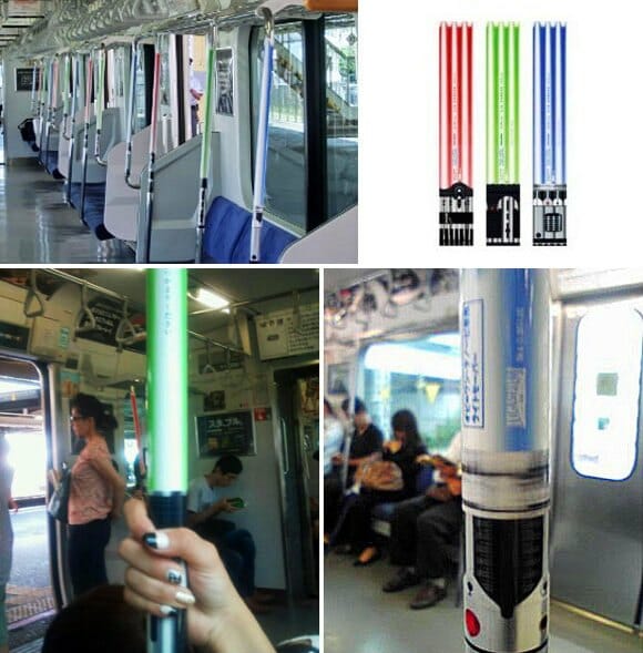 Trens de Tókio ganham decoração com Sabres de Luz de Star Wars.