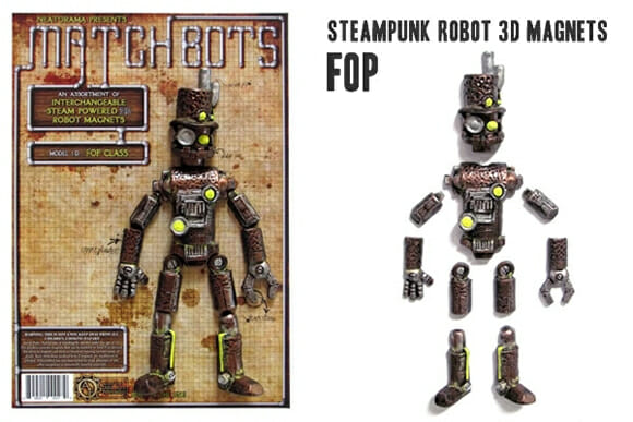 Monte seu próprio robô com imãs de geladeira steampunk!