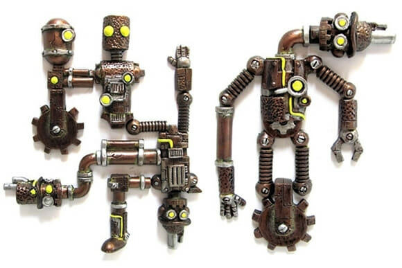Monte seu próprio robô com imãs de geladeira steampunk!