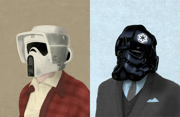 Personagens de Star Wars de terno e gravata.