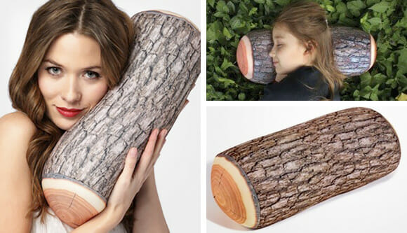 Almofada criativa em forma de tronco de árvore