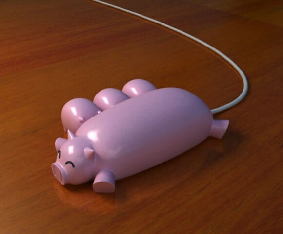 Mamãe porco Hub USB e seus pen drives porquinhos. Criativo!