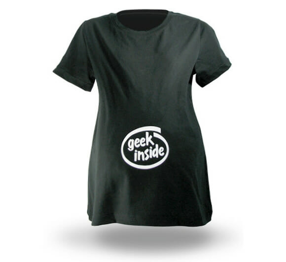 Camiseta "Geek Inside" para mulheres grávidas de geeks de nascença