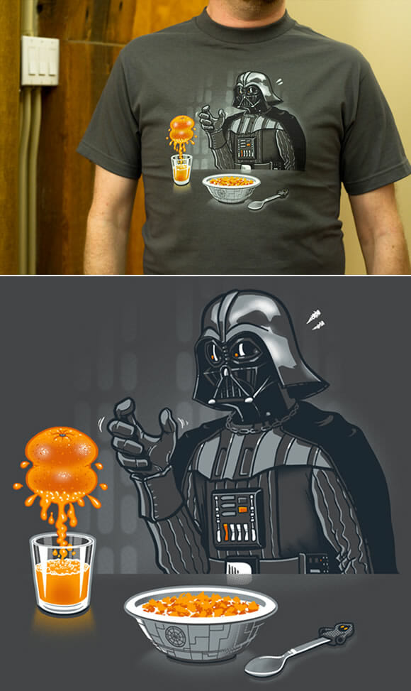 Camiseta geek AWESOME do dia: Imperial Breakfast com Darth Vader