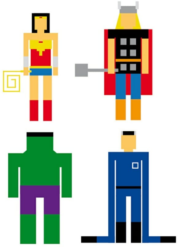 Super-heróis "geométricos" parecem personagens de jogos do Atari