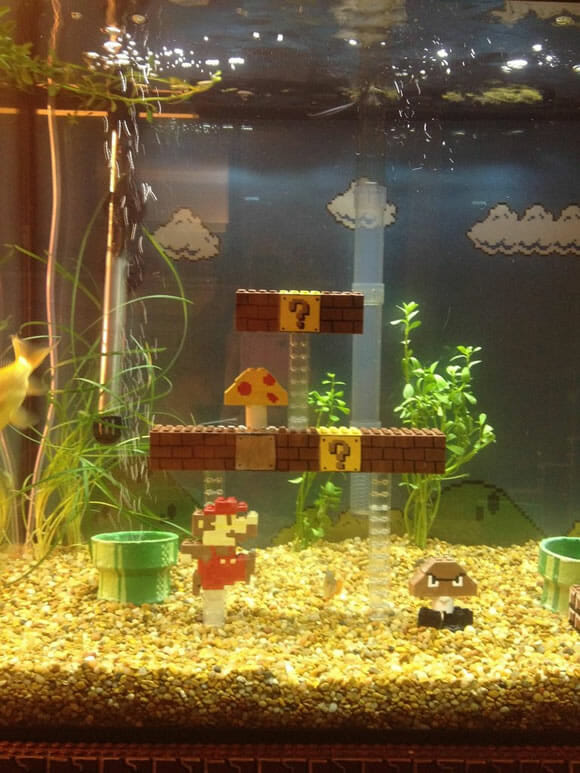 Homem transforma seu aquário em uma fase do game Super Mario Bros (vídeo)