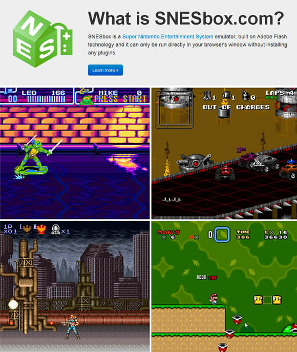 SNESbox.com - Jogue jogos do Super Nintendo diretamente do navegador!