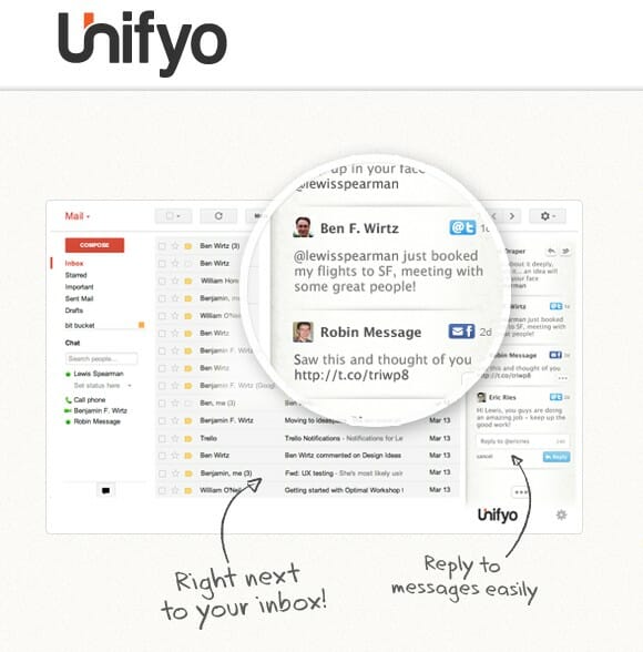 "Unifyo" coloca o Facebook e Twitter dentro do Gmail, Hotmail e Yahoo!