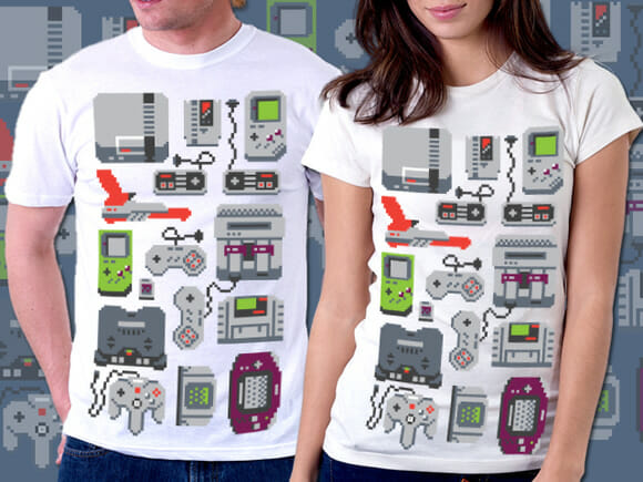 Moda geek: Camiseta com estampas de consoles antigos estilo 8-bits