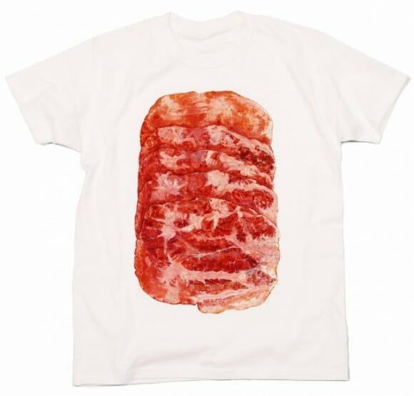 Camisetas para fãs de bacon e carnívoros em geral