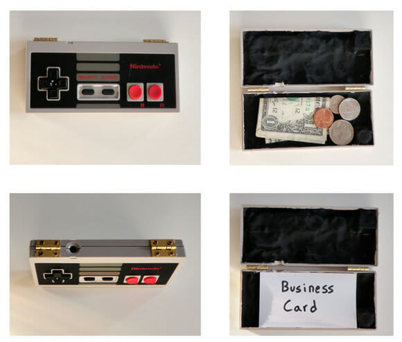 Maleta e carteira feitas com um Nintendinho 8-Bits