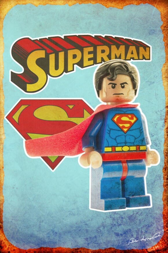 Pôsteres vintage de super-heróis de Lego. Nice!