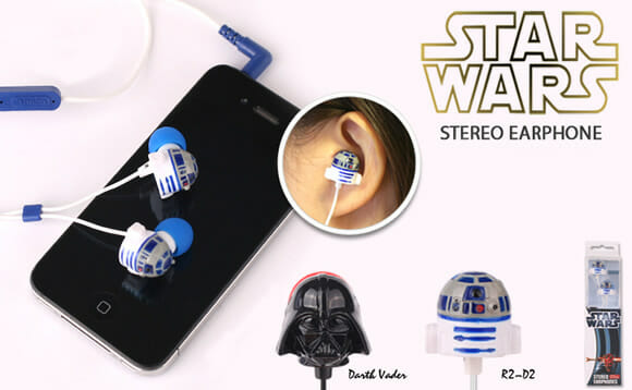 Fones de ouvido Star Wars inspirados em Darth Vader e R2-D2