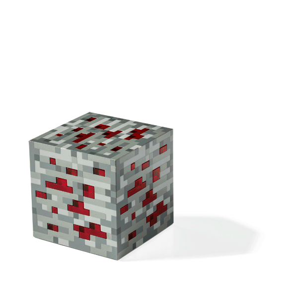Luminária de mesa de LED tem formato de um bloco Redstone Ore de Minecraft