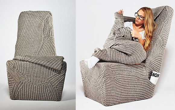 Sonho de consumo: Poltrona criativa já vem com cobertor embutido pra usar no inverno!