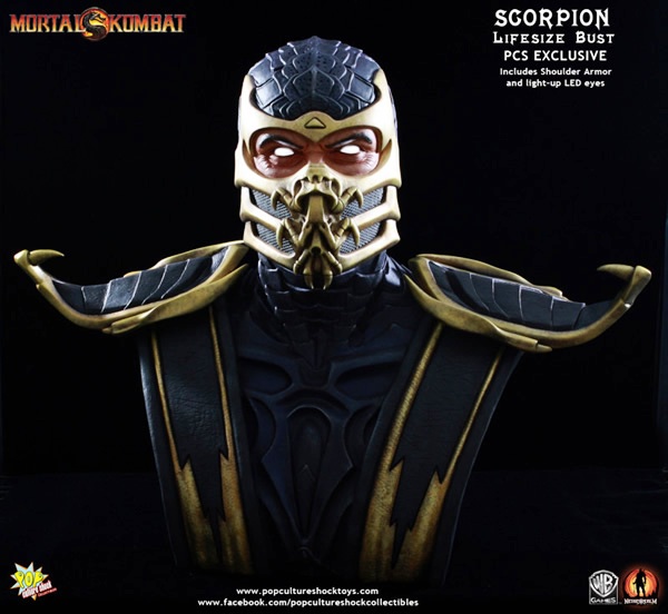 Busto do Scorpion de Mortal Kombat é feito em escala real e tem olhos que se acendem!