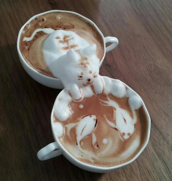 Isso é incrível do dia: Cafés 3D parecem estar saltando da caneca