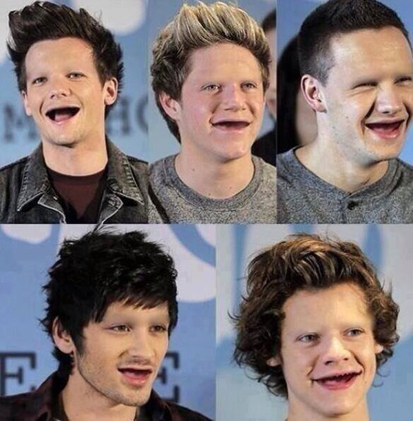Deixaram o pessoal do One Direction sem dentes e sobrancelhas!