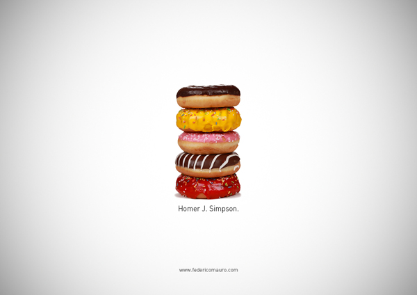 De quem é o rango? Série minimalista de imagens representa personagens famosos com comida