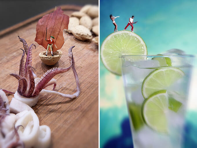 20 Fotos sensacionais de miniaturas de humanos interagindo com um "mundo de comida"