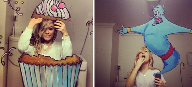 Garota faz desenhos engraçados no espelho e faz selfies criativas e superlegais