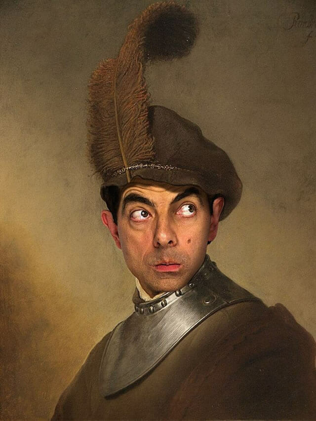 14 Pinturas históricas engraçadas que tiveram suas faces trocadas pela do Mr. Bean