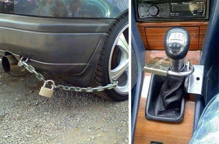14 Sugestões criativas de gambiarras para impedir que seu carro velho seja roubado