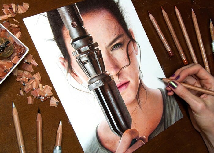 Artista desenha a Rey de Star Wars com inacreditável perfeição. Assista!