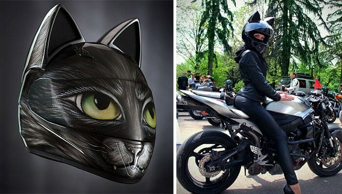 Nova moda na Rússia: Capacetes para motociclistas com orelhas de gato