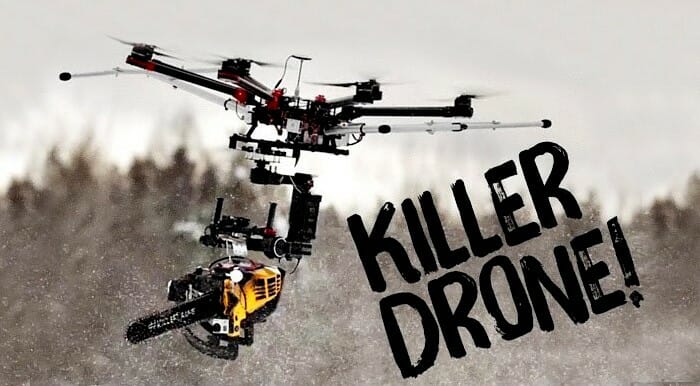 VÍDEO: Adaptaram uma serra elétrica em um drone! Assista!