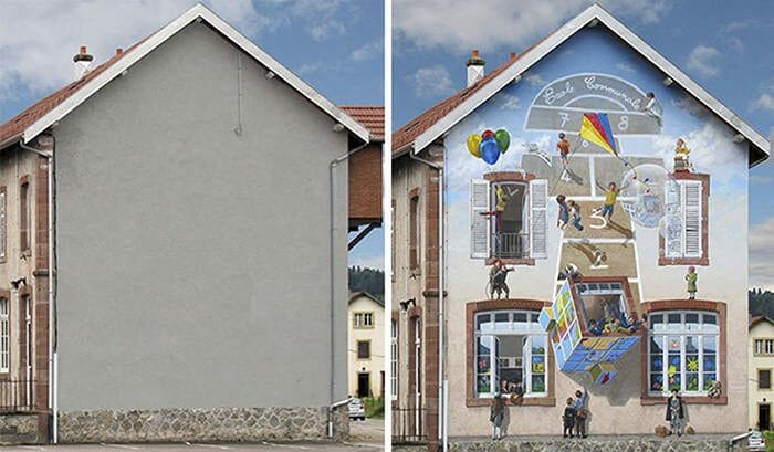 25 Ilusões de Óptica Incríveis Criadas em Edifícios Por Um Artista Francês