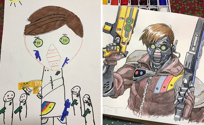 Pai Transforma Desenhos De Seus Filhos em Personagens Incríveis De Desenho Animado