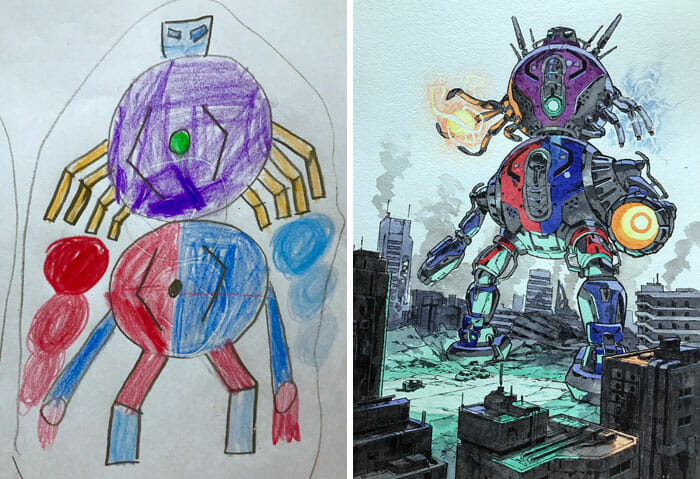 Pai Transforma Desenhos De Seus Filhos em Personagens Incríveis De Desenho Animado