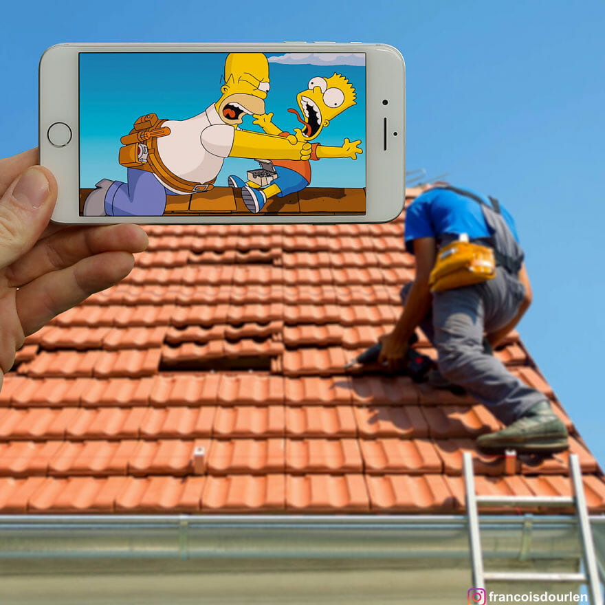 Fotógrafo Encaixa Personagens Dos Simpsons Em Situações Da Vida Real Usando Seu iPhone