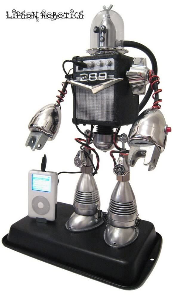 Um Robô Speaker para seu iPod ou MP3 Player.