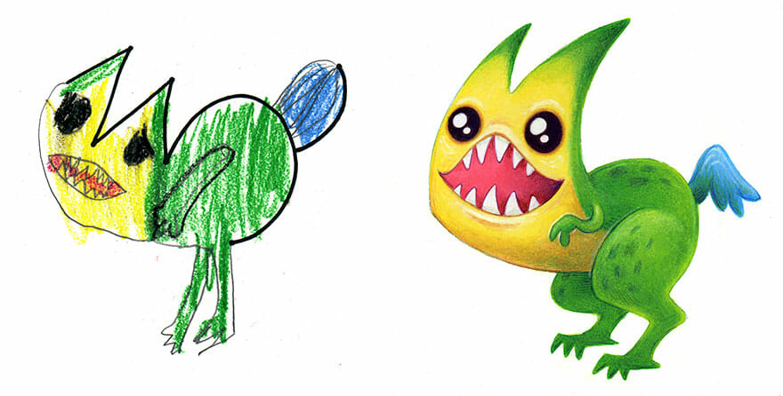Artista Transforma Desenhos De Crianças Em Monstros Bonitinhos